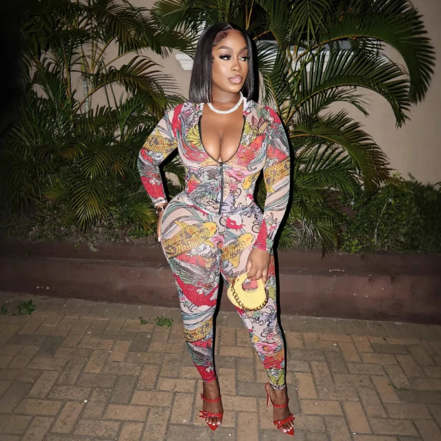 Women Two Pieces Pant Sets Casual Matching Sets Print Hooded Zipper Long Sleeve Top Elastic Waist Pant Street Wear 2025 Summer