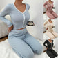 Pajamas Suit Women 2 Piece Sets Sleepwear Trousers Ensemble Top Pants Single Breasted Bow Autumn Nightwear Outfits Loungewear
