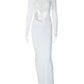 Hawthaw Women 2024 Spring Autumn Sexy Long Sleeve Party Club Hollow Out Bodycon White Long Dress Wholesale Items For Business