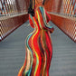 Spring And Summer Dresses For Women Chest Wrap Printed Off Shoulder Bandage Slim Sexy Long Dress New Fashion Party Long Sleeve