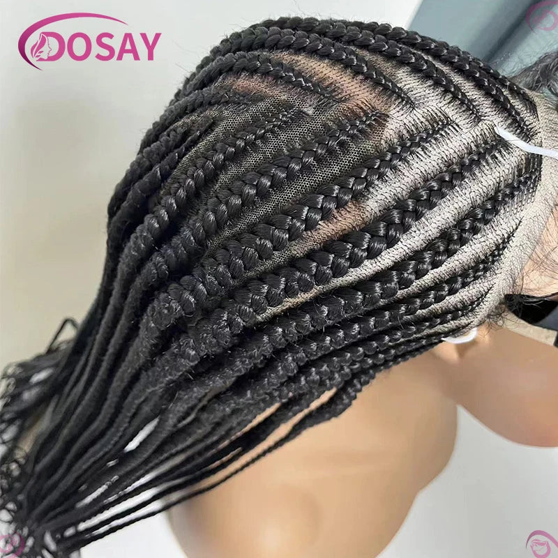 Synthetic Tribal Braided Wigs For Black Women 36" Full Lace Front Wig Braid African Hair Cornrow Braids Lace Wigs Braided Wigs