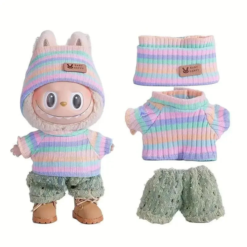 Mini Doll'S Clothes Outfit Accessories For Korea Kpop Exo Labubu Idol V1 V2 striped sweater autumn and winter clothes Clothing