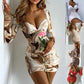 Sexy Package Hip Slim Mini Dress Printed Low Cut Bodycon Party Night Club Dresses For Women Fashion Trendy Tight Short Vestidos