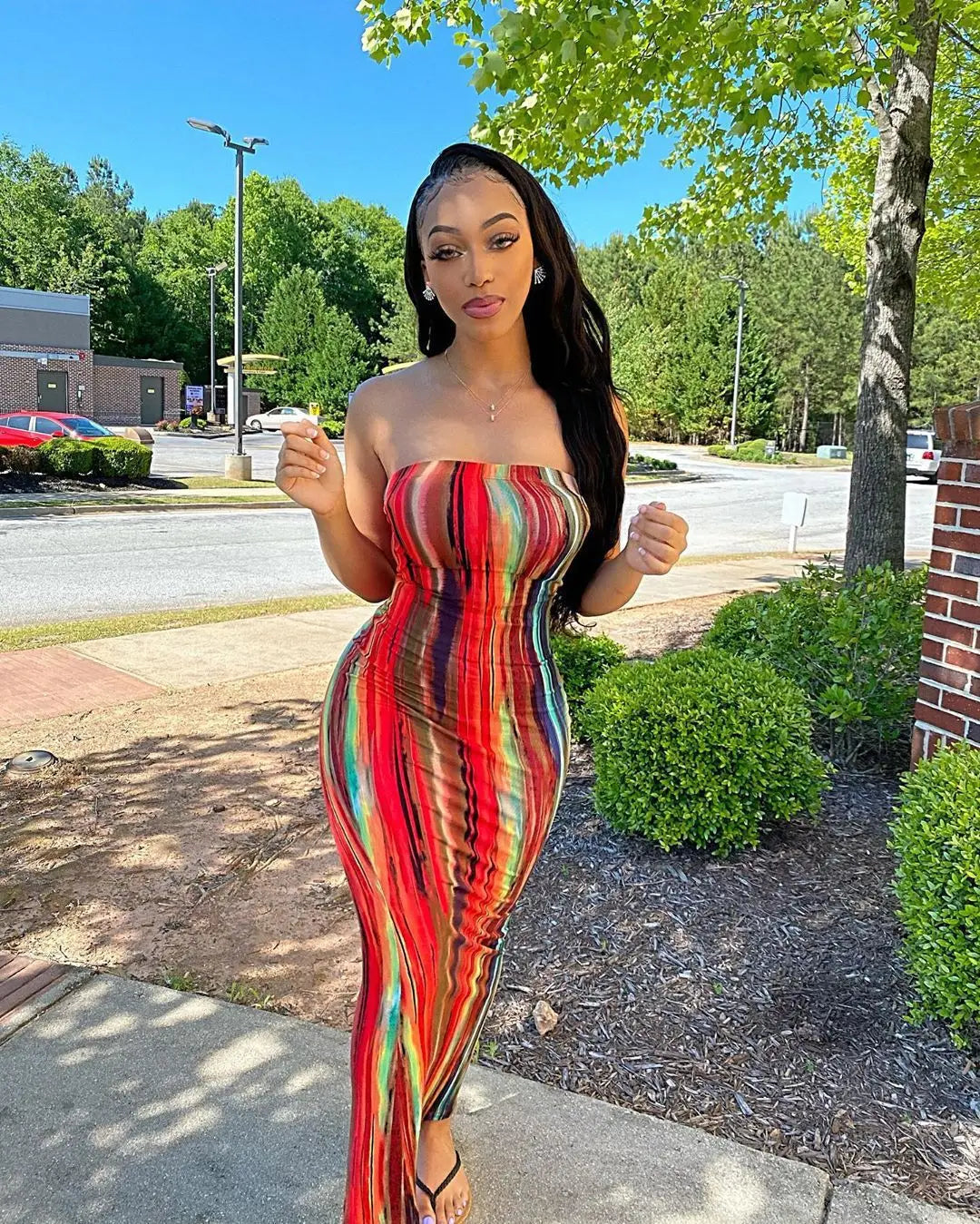 Spring And Summer Dresses For Women Chest Wrap Printed Off Shoulder Bandage Slim Sexy Long Dress New Fashion Party Long Sleeve