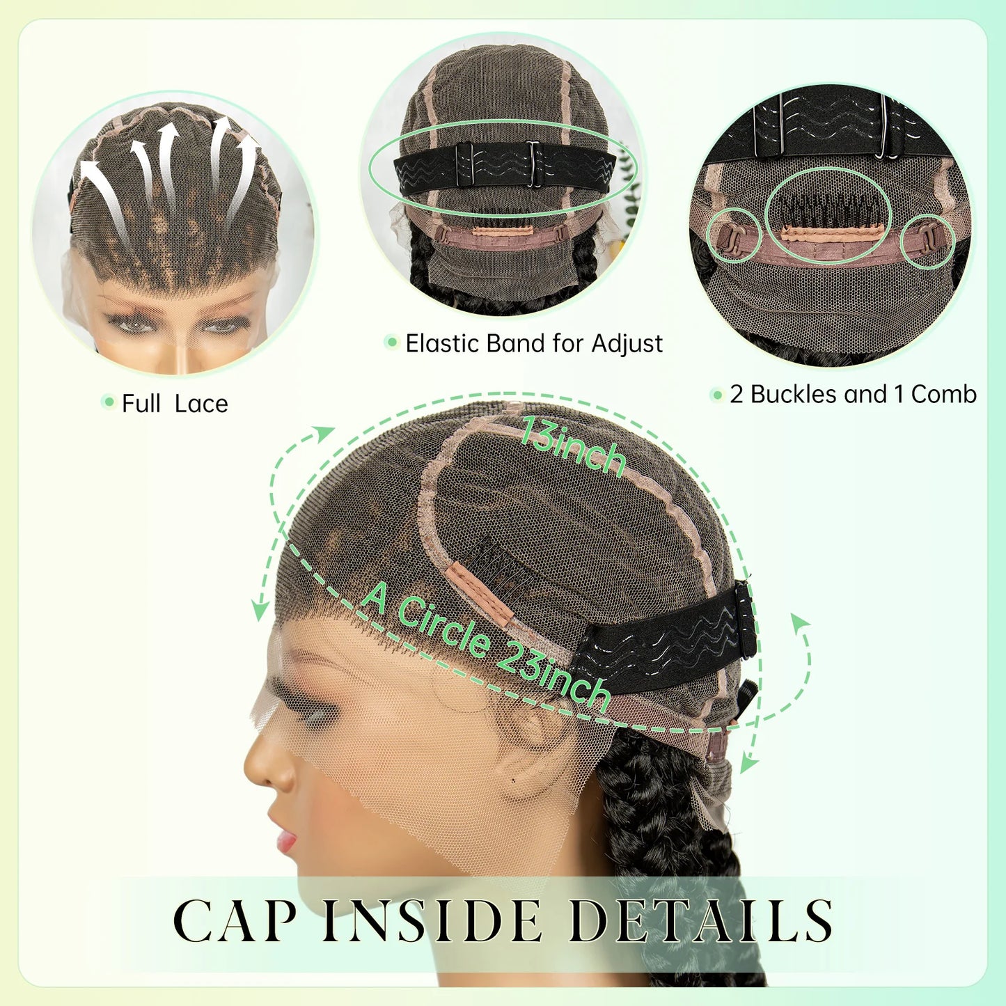 36inches Full Lace Cornrow Braided Wigs Synthetic Kontless Braids Wig Lace Frontal Braided Lace Wigs for Black Women