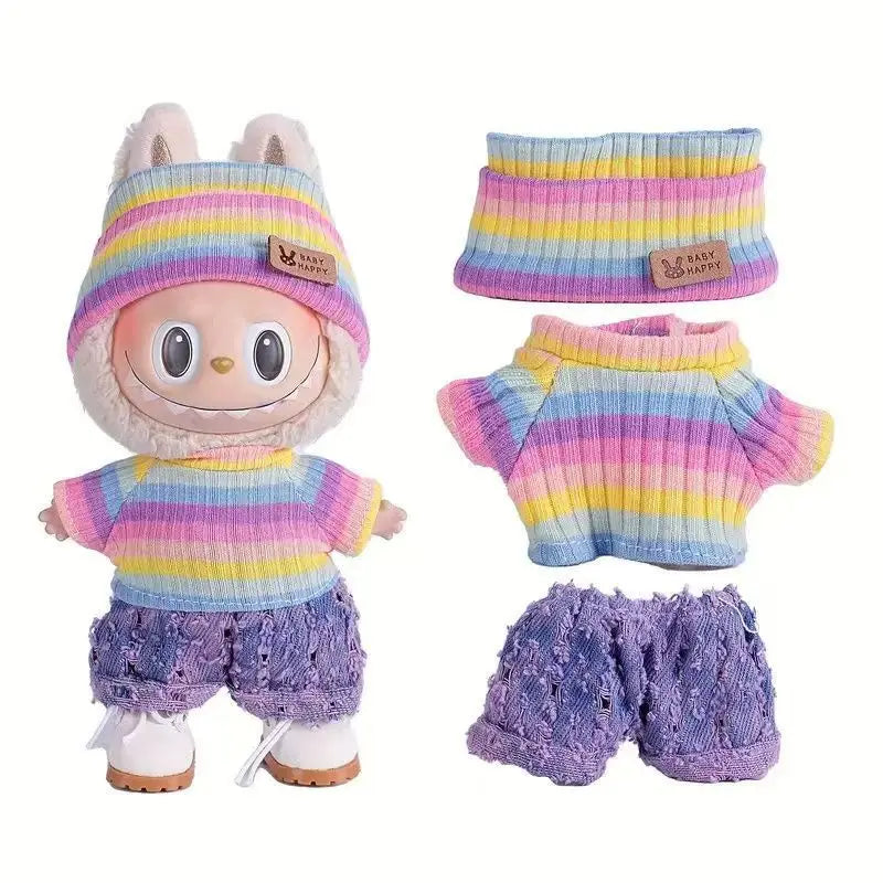 Mini Doll'S Clothes Outfit Accessories For Korea Kpop Exo Labubu Idol V1 V2 striped sweater autumn and winter clothes Clothing