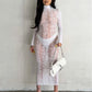 Shestyle See Through Super Elastic Long Pencil Dress Women Letter Print Mock Neck Clubwear Bodycone Hot Fashionable Outwear
