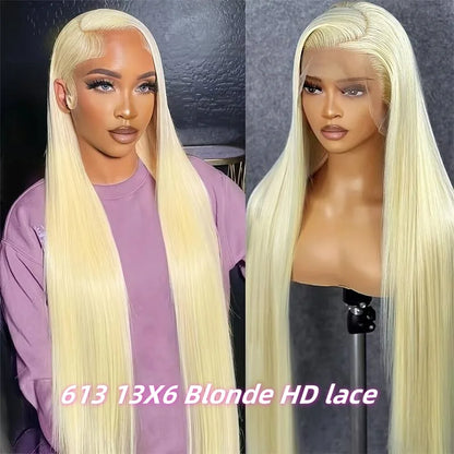 613 human hair wig 13x6 blonde straight wigs human hair 200 density 38 inch lace front wigs 13x4 HD lace wigs for women