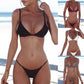 Womens Solid Color Two Piece Sexy Swimsuit Suit Fashion Casual Versatile Bar Bikini Set Beach Pool Party Low Rise Swimwear