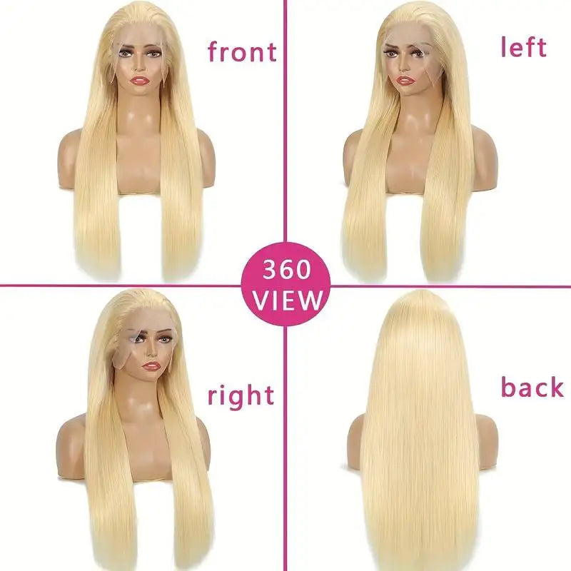 613 human hair wig 13x6 blonde straight wigs human hair 200 density 38 inch lace front wigs 13x4 HD lace wigs for women