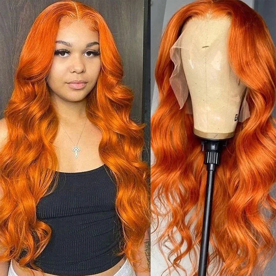 Ginger Orange 13x4 HD Lace Front Wigs Human Hair Body Wave 13x6 Lace Frontal Wigs Glueless Transparent Lace Wigs For Black Women