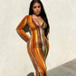 Spring And Summer Dresses For Women Chest Wrap Printed Off Shoulder Bandage Slim Sexy Long Dress New Fashion Party Long Sleeve