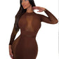 Weird Puss Sexy See Through Dress Women Autumn Trend o-Neck Skinny Full Sleeve Hottie Street Wild Peach Hip Classic Long Bodycon