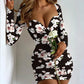 Sexy Package Hip Slim Mini Dress Printed Low Cut Bodycon Party Night Club Dresses For Women Fashion Trendy Tight Short Vestidos
