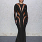 Weird Puss Mesh Patchwork Women Dress 2023 New Autumn Elegant Long Sleeve O-Neck Maxi Bodycon Skinny Stretch Clubwear Vestidos