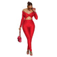 Sexy High-Waist Long-Sleeve One-Piece Suit GL6755 Hollow out Collar Knot Design Cross-Border Women's Fashion Crop Top Bottoms