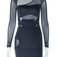 Weird Puss Sexy Mesh Dress Women Y2K Patchwork Hollow Solid Zip Summer Trend Skinny Elegant Hipster Stretch Bodycon Clubwear