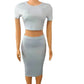 Europe And The United States Women's Short-sleeved Round Neck Blouse Leaky Waist Suit Tight Mid-length Package Hip Skirt