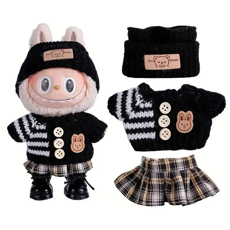 Mini Doll'S Clothes Outfit Accessories For Korea Kpop Exo Labubu Idol V1 V2 striped sweater autumn and winter clothes Clothing