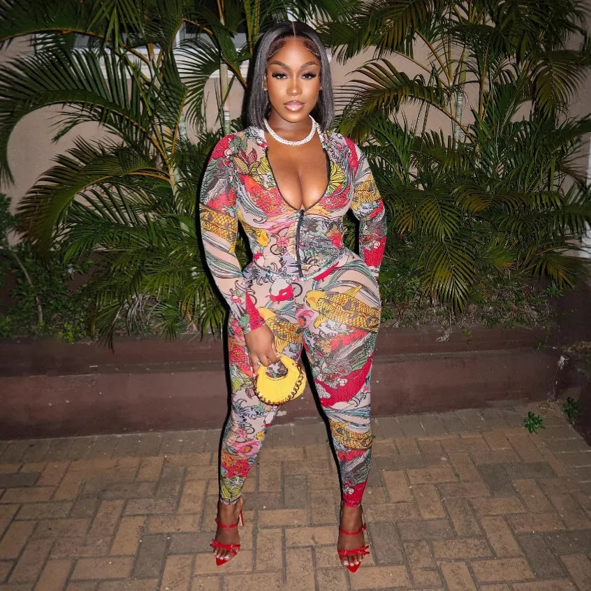 Women Two Pieces Pant Sets Casual Matching Sets Print Hooded Zipper Long Sleeve Top Elastic Waist Pant Street Wear 2025 Summer