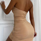 3 Colors Cut Out Halter Pleated Summer Dress Evening Party Bodycon Dress Mini Dress For Women Tight Dress Clubwear Vestidos D282