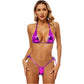 Blue Glossy Bikini Women's Two-Piece Swim Suits Brazilian Swimwear Beach Outfits Halter Bra Top with Side Lace-Up Ruched Briefs