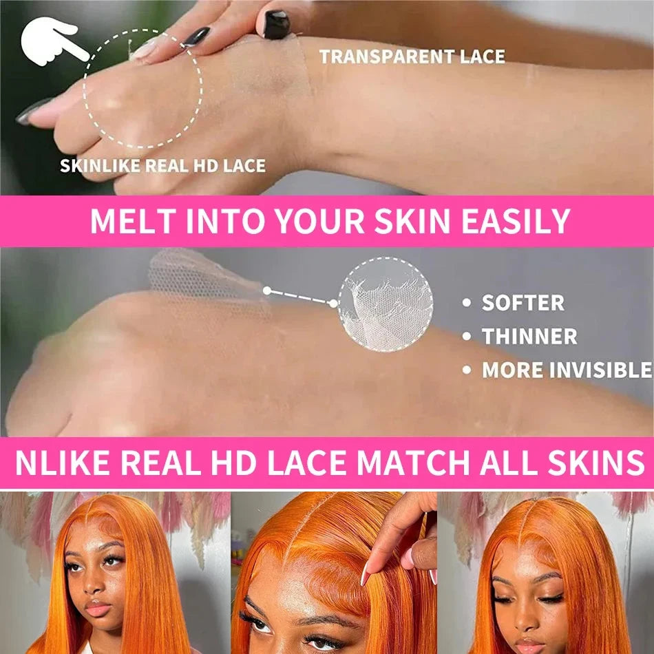 30 Inch Ginger Orange Body Wave Lace Frontal Wig HD 13x4 Lace Front Wig Glueless Lace Wigs Brazilians Human Hair For Black Women
