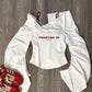 Autumn Y2k Elegant 3 Piece Set Woman Spicy Girls Plaid Bra + White Print Long Sleeve Tops + Red Chic Mini Skirt Korean Fashion