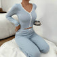 Pajamas Suit Women 2 Piece Sets Sleepwear Trousers Ensemble Top Pants Single Breasted Bow Autumn Nightwear Outfits Loungewear