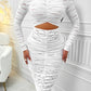 Women Dress Mid Length Dresses Bodycon Off Shoulder Hollow Out Sexy Elegant Sheath White Club High Waist Party Beach Vestidos