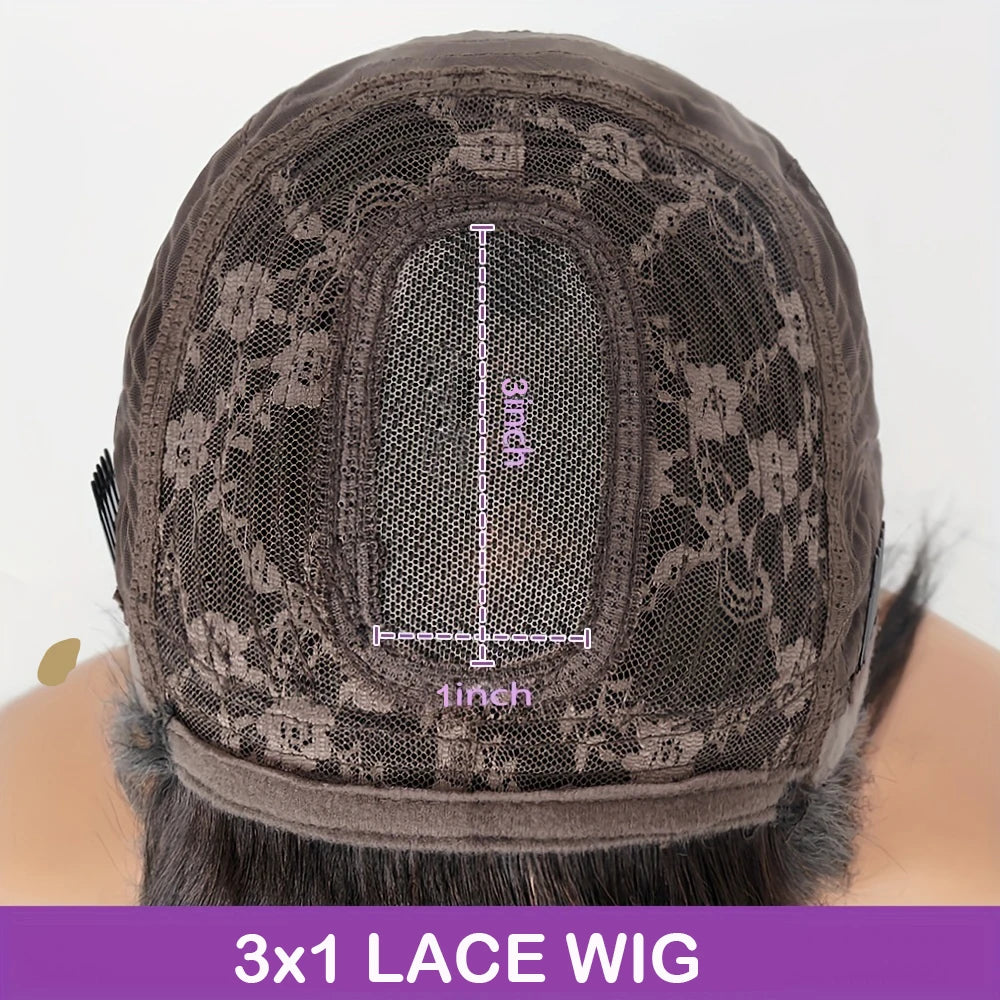 Straight Human Hair Wigs With Bangs Full Machine Made Wig Cheap Brazilian Hair Wigs Short Bob  Wigs 3x1 HD Lace Wigs