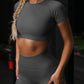 2PCS Women's Sports Yoga Set Seamless Ribbed Knitted Fitness Sportswear