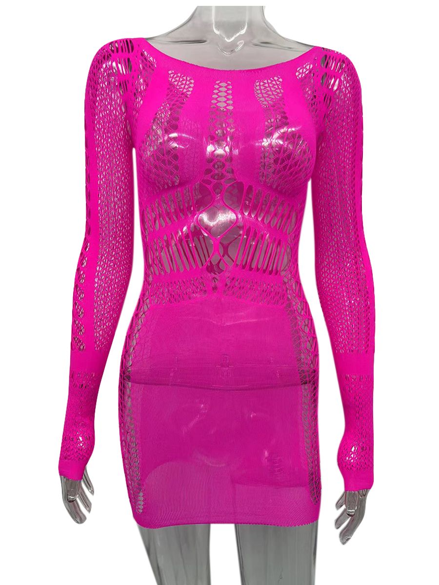 Hollow Out Summer Dresses Casual Women 2022 Fashion Beach Strench See Through Sexy Design Underwear Clubwear Dress