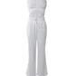 Two Piece Set Women Outfit 2024 Summer Fashion Drawstring Bandeau Sleeveless Crop Top & Casual Shirred High Waist Pants Sets