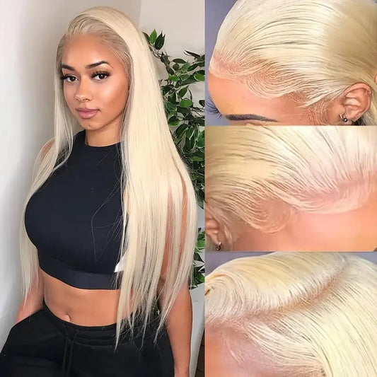 613 human hair wig 13x6 blonde straight wigs human hair 200 density 38 inch lace front wigs 13x4 HD lace wigs for women