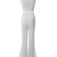 Two Piece Set Women Outfit 2024 Summer Fashion Drawstring Bandeau Sleeveless Crop Top & Casual Shirred High Waist Pants Sets