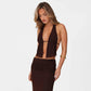 Candyhot Sexy Halter Backless Bandage Hollow Out Tops and Slim Mesh Maxi Skirt Y2K Summer Fashion Evening Women 2 Pieces Set