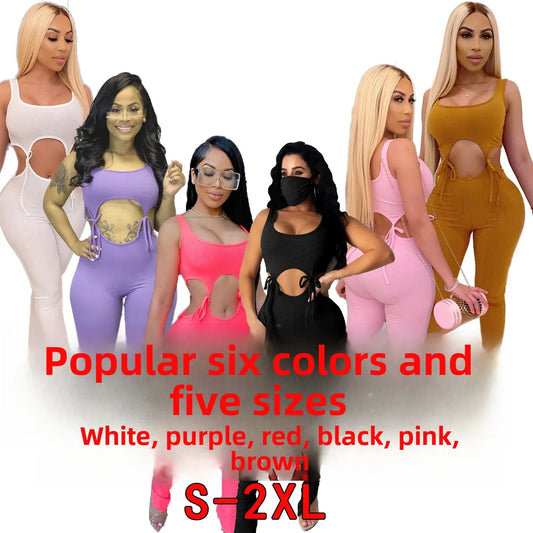 New Style Cross-Border CY11223 Amazon Ebay Fast Selling Wish European American Tied Sleeveless Jumpsuit Long Pants/Nine Point Se