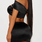 Women's solid color slim fit neck hanging vest fashionable low waist skirt set two-piece set