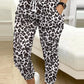 womens two piece sets outfit Heart Pattern Leopard Print Puff Sleeve Top & Drawstring Pants Set new fashion 2025 summer casual