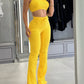 Women's Two-piece Knitted Sexy Suspender High Waisted Fashionable Casual Pants Set for Summer 2025