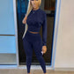 2023  New  AutumnWomen's Pure Color Sports Waist Suit Fashion Casual Two-piece Set