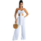 Fashionable Women's Casual Wrap Chest Two-Piece Set Belted Slimming Cross-Border Leisure Polyester Fiber Skirt Ensemble