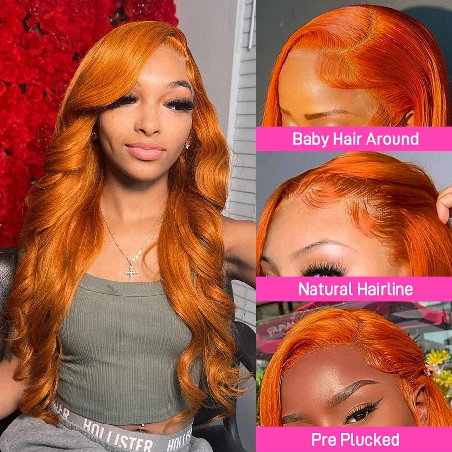 30 Inch Ginger Orange Body Wave Lace Frontal Wig HD 13x4 Lace Front Wig Glueless 13x6 Lace Wigs Brazilians Human Hair For Women