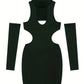 Spring Summer New European and American Solid Color Sexy Hollow Hanging Neck Tight Wrapped Hip Dress