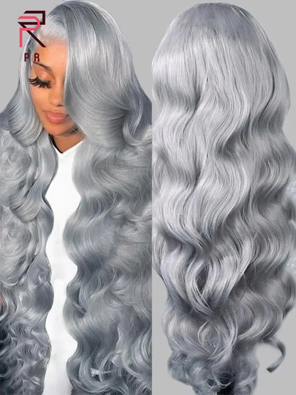 Grey Wigs 100% Raw Vietnamese Human Hair Wigs Body Wave Silver Lace Front Human Hair Wigs For Women Gray 13x6 HD Lace Wigs