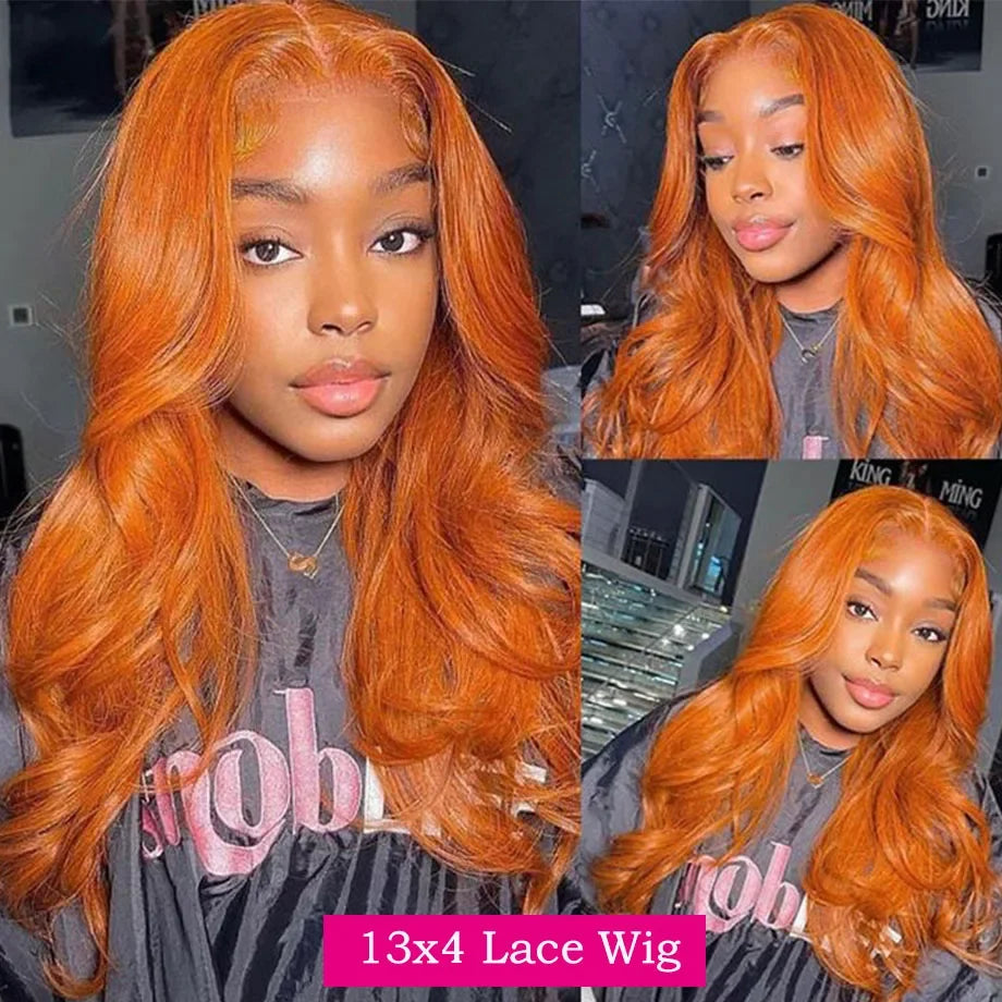 Ginger Orange 13x4 HD Lace Front Wigs Human Hair Body Wave 13x6 Lace Frontal Wigs Glueless Transparent Lace Wigs For Black Women