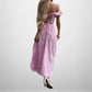 New Summer Women's Fashionable Temperament Elegant Printed High Waisted Slit Shoulder Backless A-line Jumpsuit Long Skirt