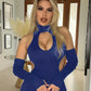 Spring Summer New European and American Solid Color Sexy Hollow Hanging Neck Tight Wrapped Hip Dress