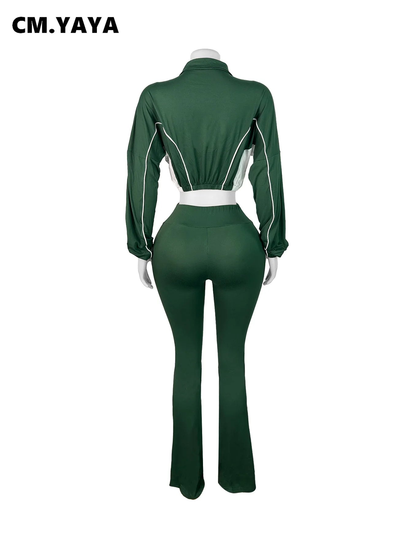 CM.YAYA Active Women's Set Zipper Sweatshirt Jacket and Long Pants Suit 2025 Sporty Fitness Two 2 Piece Sets Outfit Tracksuit